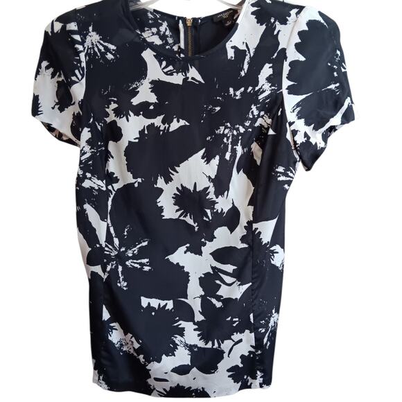 ANN TAYLOR Classic Floral Silk Blouse Top *READ 4 Spandex Abstract Dressy Career - Picture 9 of 10